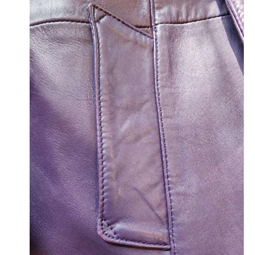 ✨️VTG Christian Dior Purple Lambskin Leather Blazer Coat L Rare Y2K streetwear